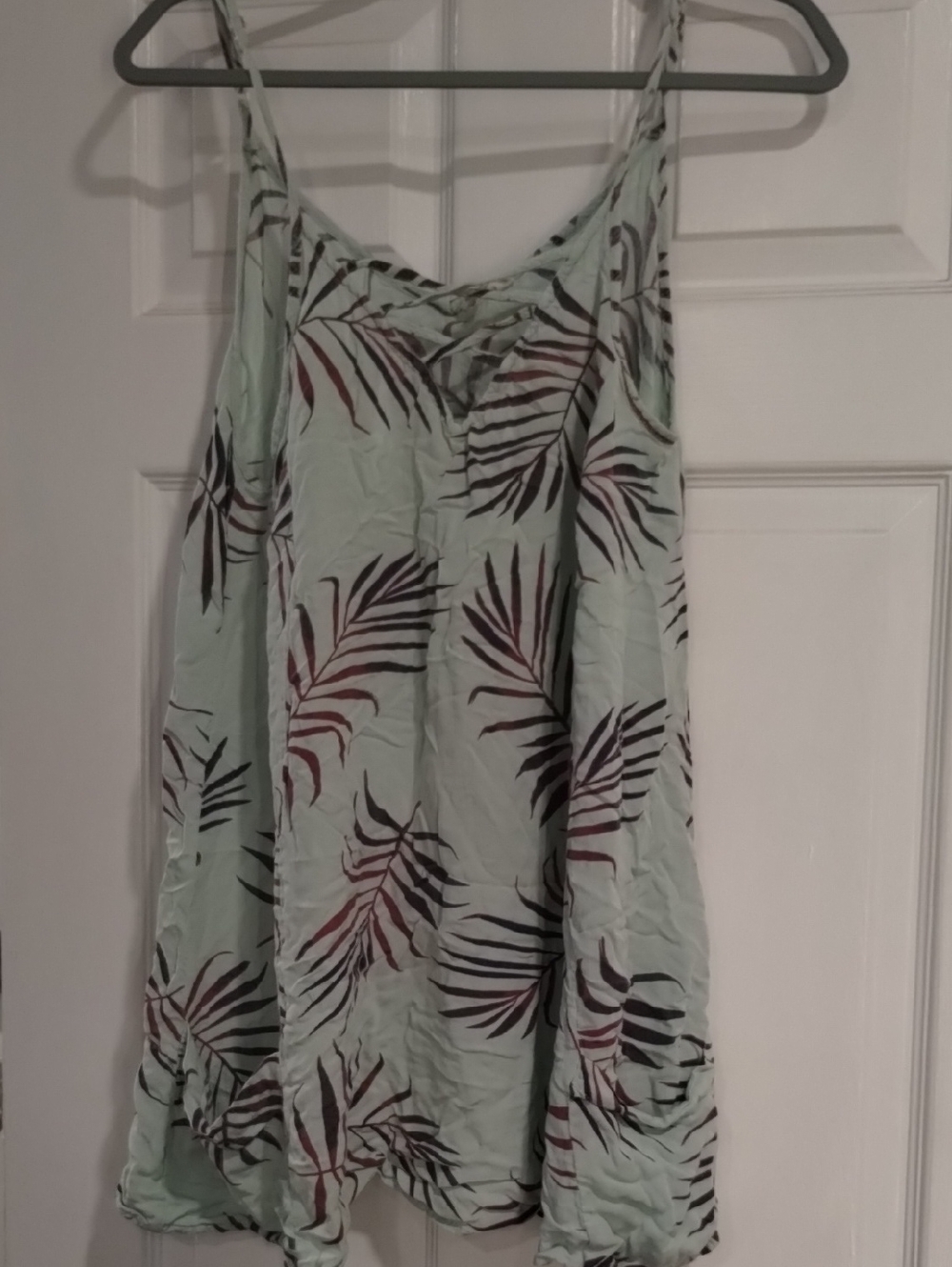 Lagaci Mint Green Palm-Print Spaghetti Strap Mini Dress.   (144)